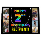 2e verjaardag: regenboogtekst, aangepaste foto's & groot cadeauzakje (Voorkant)