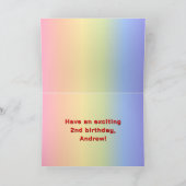 2e verjaardag: regenboogtekst, aangepaste foto's & kaart (Binnen)