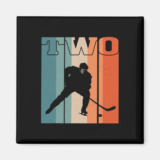 2e verjaardag Retro Ice Hockey 2 jaar oud Jongen m Magneet (Voorkant)