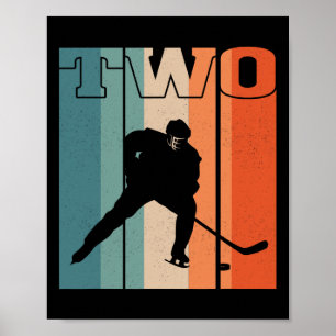 2e verjaardag Retro Ice Hockey 2 jaar oud Jongen m Poster