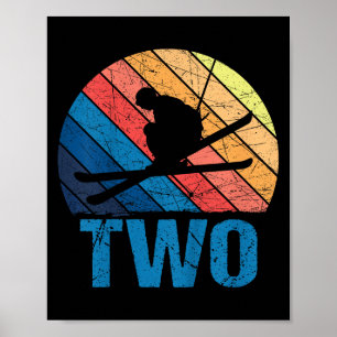 2e Verjaardag Retro Skiën 2 Jaar Oude Jongens Meis Poster