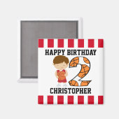 2e verjaardag Rode en witte basketbalspeler v2 Magneet (Voorkant / Achterkant)