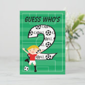 2e verjaardag Rode en Witte Voetbal Uitnodiging (Staand voorkant)