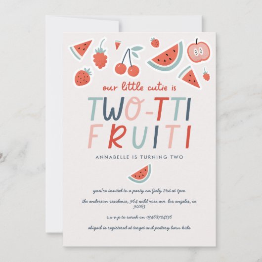 2e verjaardag rode zomer kinderfeest kaart (Voorkant)