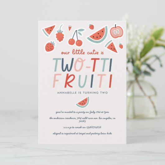 2e verjaardag rode zomer kinderfeest kaart (Staand voorkant)