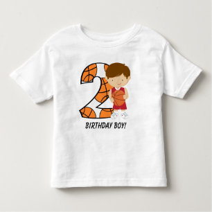 2e verjaardag: Rood en Witte Basketball Player Kinder Shirts
