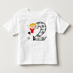 2e verjaardag Rood en Witte Voetbal T-Shirt