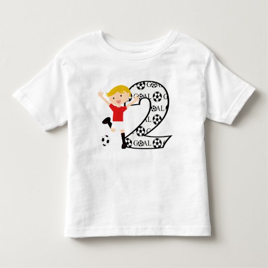 2e verjaardag Rood en Witte Voetbal T-Shirt (Voorkant)