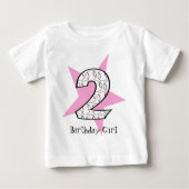 2e verjaardag Roze Baseball Star T-Shirt (Voorkant)
