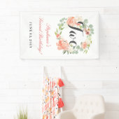 2e Verjaardag Roze Bloemenkrans Twee Banner (Insitu)