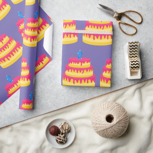 2e verjaardag Roze Cake Cadeaupapier (Crafts)