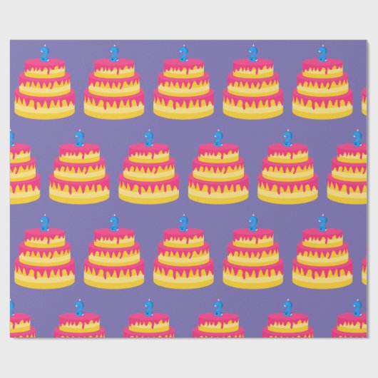 2e verjaardag Roze Cake Cadeaupapier (Vlak)