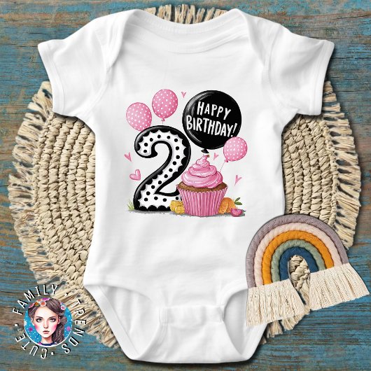 2e verjaardag Roze Cupcake  Romper