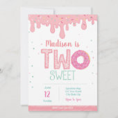 2e verjaardag roze donut uitnodiging (Voorkant)