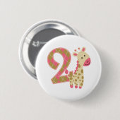 2e verjaardag Roze Giraffe Ronde Button 5,7 Cm (Voorkant /achterkant)