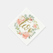 2e verjaardag roze goud bloemenkrans servet (Hoek)