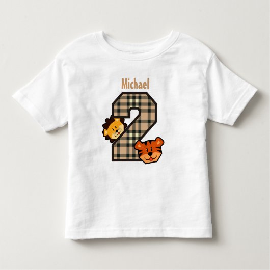 2e verjaardag: Roze Pset Tiger Lion 2 jaar oud V3 Kinder Shirts (Voorkant)