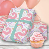 2e verjaardag roze regenboog inpakpapier