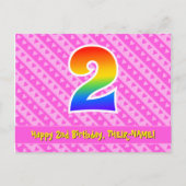 2e verjaardag: Roze strepen & harten, Regenboog 2 Briefkaart (Voorkant)
