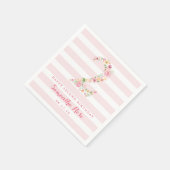 2e Verjaardag Roze Strepen & Waterverf Bloemen TWE Servet (Hoek)