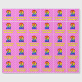 2e verjaardag: Roze strips & harten, regenboognr.  Cadeaupapier (Vlak)