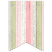 2e verjaardag Rustic Sage Green & Pink Floral Wood Vlaggetjes (Tweede vlag)