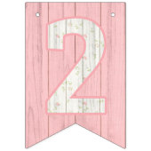 2e verjaardag Rustic Sage Green & Pink Floral Wood Vlaggetjes (Eerste vlag)