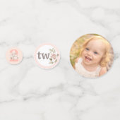 2e verjaardag Rustic Wood Shabby Chic Rozen Floral Confetti (Voorkanten)