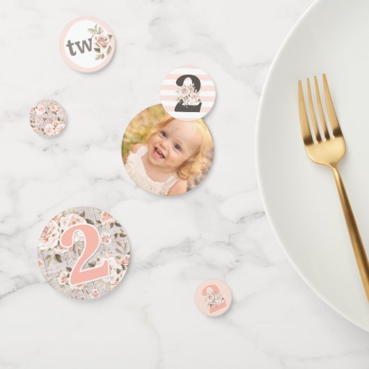 2e verjaardag Rustic Wood Shabby Chic Rozen Floral Confetti (Groep)