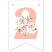 2e verjaardag Rustic Wood Shabby Chic Rozen Floral Vlaggetjes (Eerste vlag)