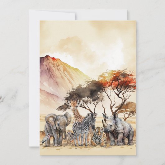 2e verjaardag Safari Dieren Verjaardag Kaart (Achterkant)