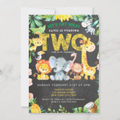 2e Verjaardag Safari Oerwoud Krijtbord Schattige K Kaart (Voorkant)