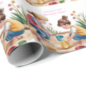 2e verjaardag Sandbox Girl Party Cadeaupapier (Rol Hoek)