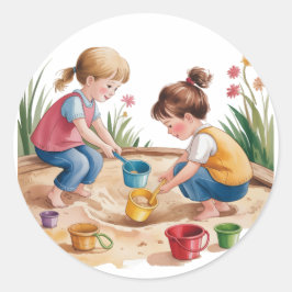 2e verjaardag Sandbox Girl Party Ronde Sticker