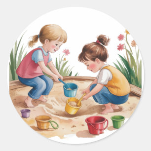 2e verjaardag Sandbox Girl Party Ronde Sticker
