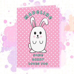 2e verjaardag Schattig Konijn Cartoon Roze Zoet Kaart