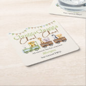 2e Verjaardag Schattige Chugga Waterverf Dierentre Kartonnen Onderzetters (Schuin)