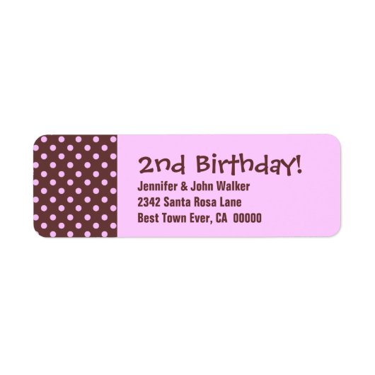 2e Verjaardag Schattige Polka Dot Pattern Etiket (Voorkant)