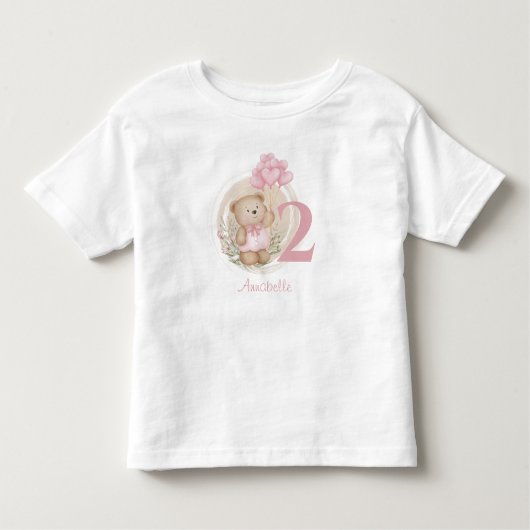 2e Verjaardag Schattige Teddy Bear Peuter T-shirt (Voorkant)