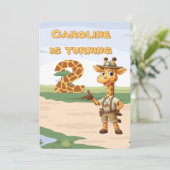 2e verjaardag Schattigee Explorer Giraffe op safar Kaart (Staand voorkant)