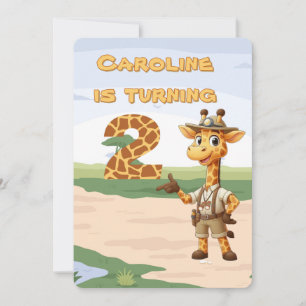 2e verjaardag Schattigee Explorer Giraffe op safar Kaart