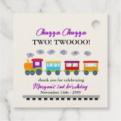 2e verjaardag Schattigee kleurrijke trein Bedankjes Labels (Achterkant)