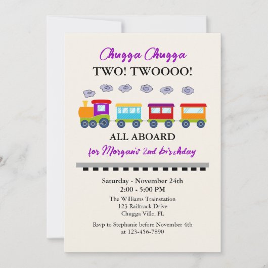 2e verjaardag Schattigee kleurrijke trein Kaart (Voorkant)