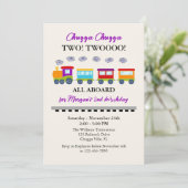 2e verjaardag Schattigee kleurrijke trein Kaart (Staand voorkant)