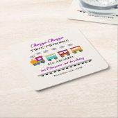 2e verjaardag Schattigee kleurrijke trein Kartonnen Onderzetters (Schuin)