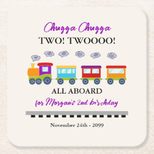 2e verjaardag Schattigee kleurrijke trein Kartonnen Onderzetters