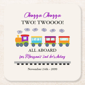 2e verjaardag Schattigee kleurrijke trein Kartonnen Onderzetters
