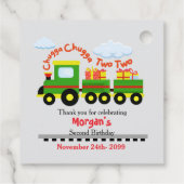 2e verjaardag Schattigee kleurrijke trein met Cade Bedankjes Labels (Achterkant)