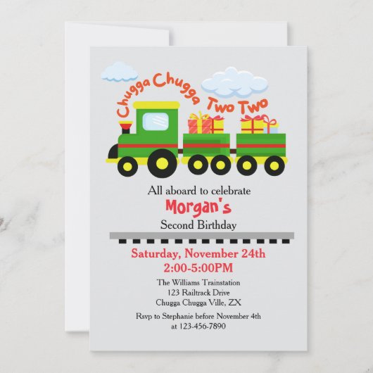 2e verjaardag Schattigee kleurrijke trein met Cade Kaart (Voorkant)