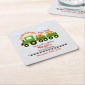 2e verjaardag Schattigee kleurrijke trein met Cade Kartonnen Onderzetters (Schuin)